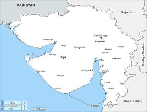 Gujarat Map A4 Size