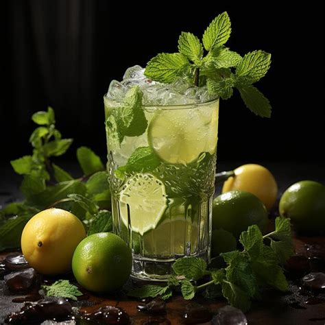 Premium Photo Classic Mojito Cocktail Isolated On Black Surface