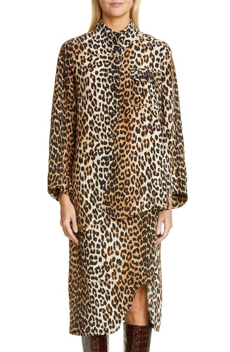 Ganni Leopard Print Shirt Nordstrom