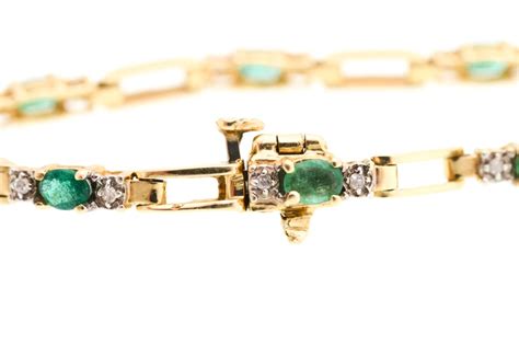 Nissko 14k Yellow Gold Emerald And Diamond Bracelet Ebth