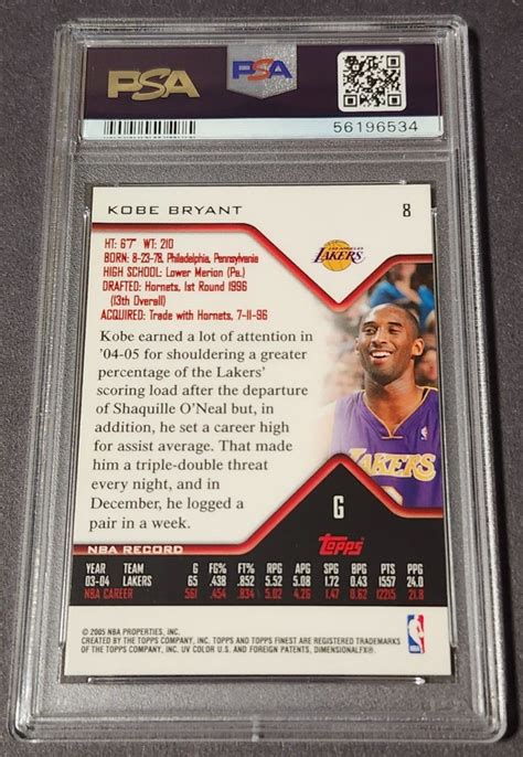 Topps Finest Kobe Bryant Psa Graded Nm Mt Ebay