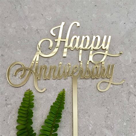 Happy Anniversary Acrylic Gold Mirror Wedding Cake Topper Love Lottie Xoxo