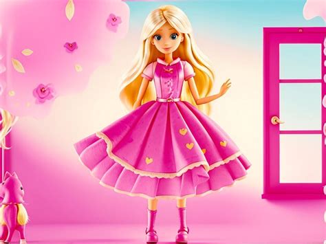 Poupée Barbie Jolie Fille Blonde Tenue Fond D écran Rose Design Photo Premium