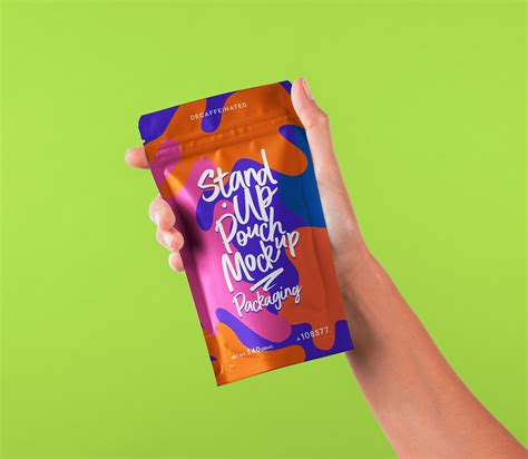 Hand Holding Psd Pouch Packaging Mockup Pixeden Club