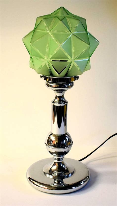 English 1930s Art Deco Glass And Chrome Table Lamp For Sale At 1stdibs