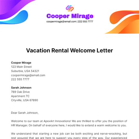 Free Welcome Letter Templates And Examples Edit Online And Download