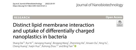 生科院生物物理所周如鸿教授、华跃进教授和田兵教授在jnb合作发文揭示纳米塑料与细菌相互作用机制