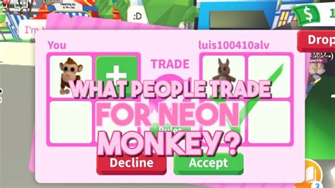 Roblox WHAT PEOPLE TRADE FOR NEON MONKEY IN ADOPT ME YouTube