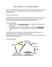 Understanding The Scientific Method In Biology BIO1130 Topic 1