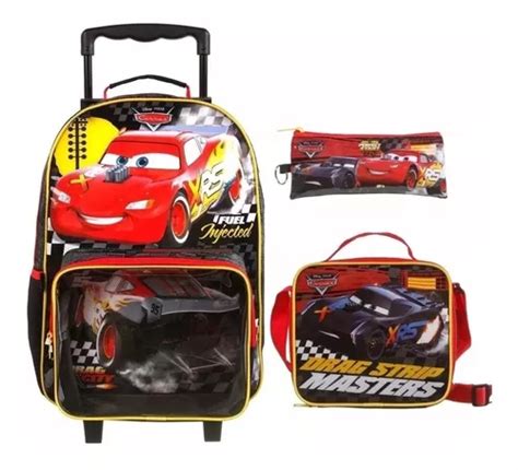 Mochila C Rodinhas Lanch E Estojo Carros T G Dermiwil 37337