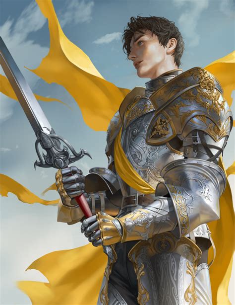 Safebooru 1boy Absurdres Armor Black Hair Blue Eyes Cape Clouds Fantasy From Side Hair Behind