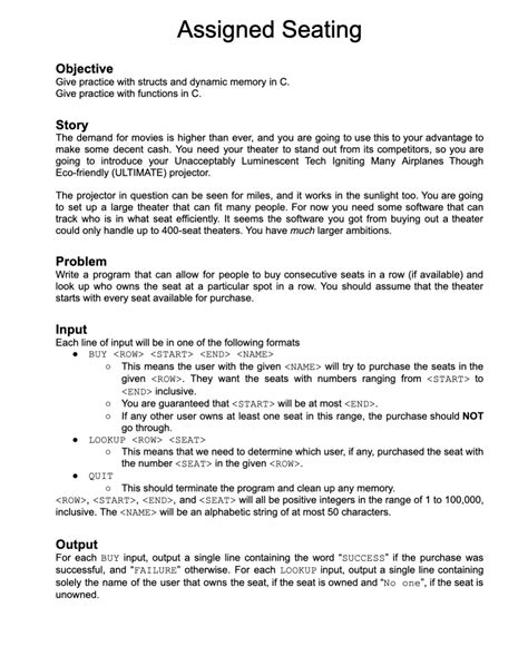 Solved Assıgned Seating Objective Give practice with structs Chegg