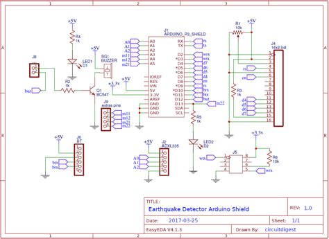 Arduino Earthquake Detector Alarm Circuit using Accelerometer