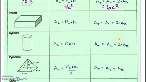 Rappel Formules D Aire Des Solides YouTube