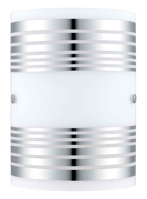 200302a Eglo Lighting Bayman One Light Wall Sconce Chrome Finish White Glass Color