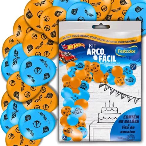 Kit Arco Fácil 48 Bexigas Decorativa Tematica Hot Wheels MercadoLivre