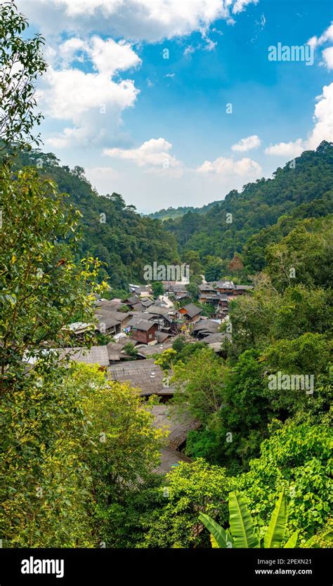 Panoramatic Aerial View Of Mae Kampong Village Thailand Famous