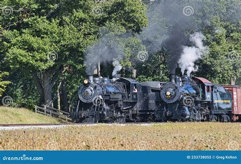 Antique Restored Steam Passenger Train Blowing Smoke And Steam ...