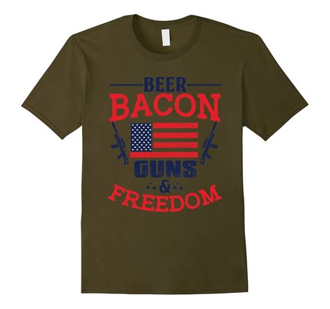 Mens Beer Bacon Guns And Freedom Funny Patriotic T Shirt