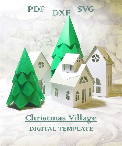 Christmas Village Tree Paper House Home Decoration Party - Etsy