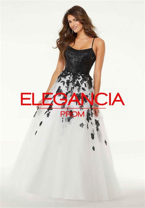 Patterned Sequin A-Line Prom Dress | Elegancia Formal Wear