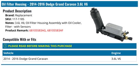 Dodge Grand Caravan Oil Filter Housing Replacement S