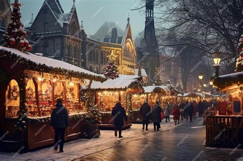 Premium Photo | Christmas market in the snow