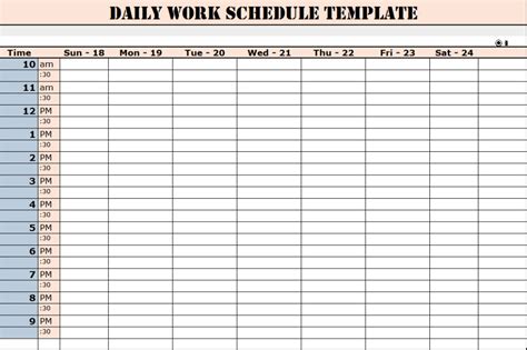 daily work schedule template for employees