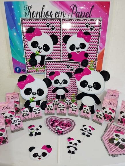 Kit Festa Personalizado Panda Rosa Elo Produtos Especiais