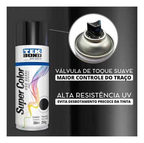 Spray Tek Bond Preto Brilhante Uso Geral 350ml RR PARAFUSOS