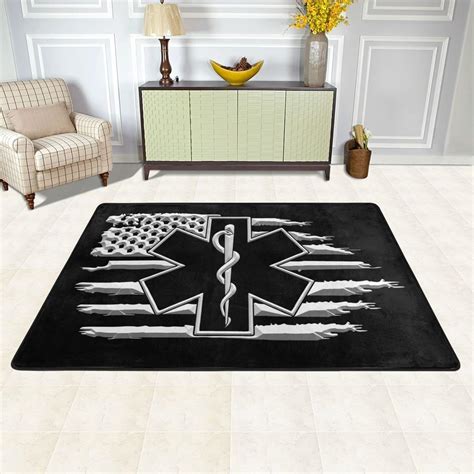 Amazon American Flag EMS Star Of Life EMT Paramedic Area Rug Large