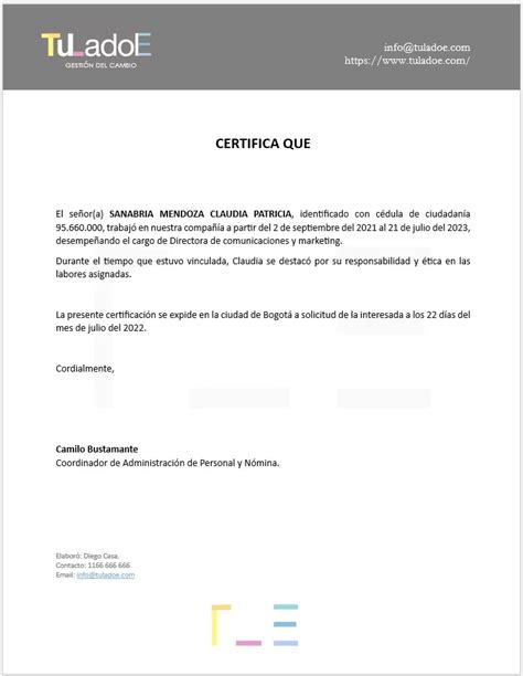 Carta De Certificacion Laboral Ejemplo De Carta De Certificacion Porn