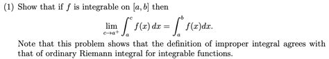 Solved Show That If F Is Integrable On A B Then Chegg