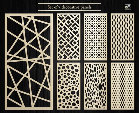 7 Decorative Vector Art Panel Dxfsvgaieps Room Etsy