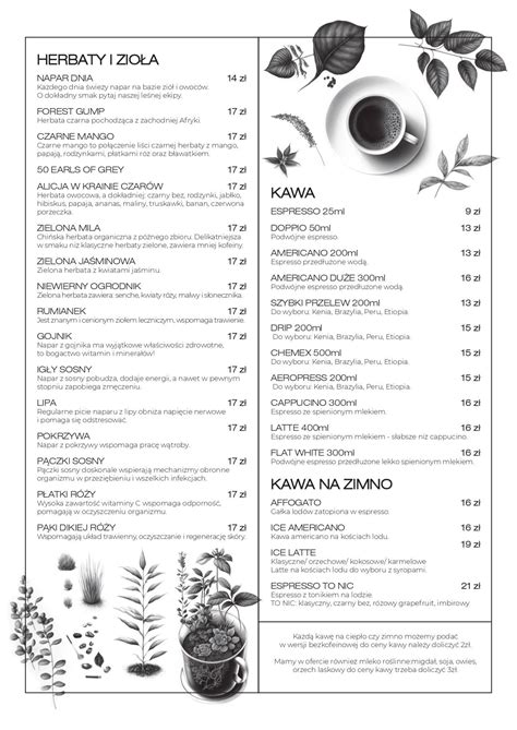 Menu At Las Kawiarnia Cafe Warsaw