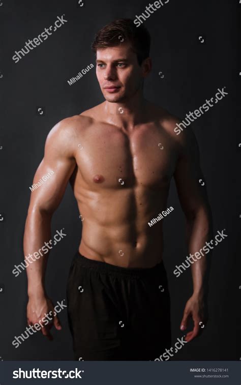 Muscular Bodybuilder Posing Naked Torso Against Stock Photo 1416278141 Shutterstock