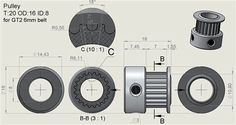 同步带轮solidworks 2016模型图纸下载 懒石网