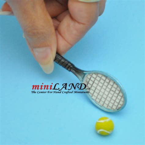 Tennis Racket With Tennis Ball 2 Piece Set Dollhouse Miniature