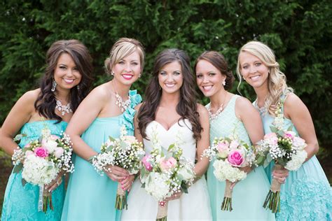Short, Different Style Aqua Bridesmaid Dresses