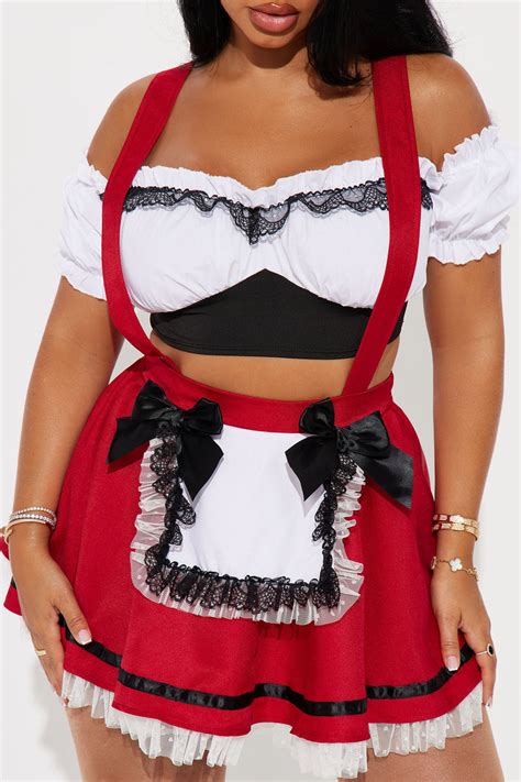 Beery Babe 2 Piece Costume Set Red Combo Fashion Nova Womens