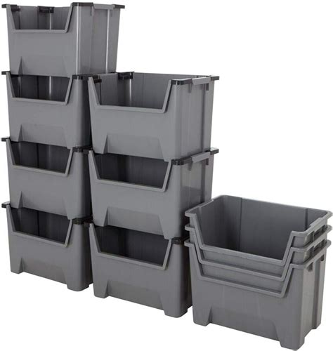 Bigdug Giant Plastic Stacking Bins 10 Pack 400x600x400 Mm Open