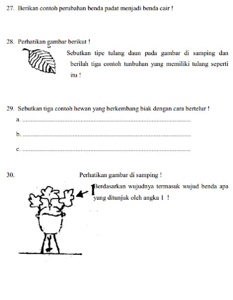 SOAL DAN JAWABAN PAS UAS IPA KELAS 3 SD SEMESTER 1