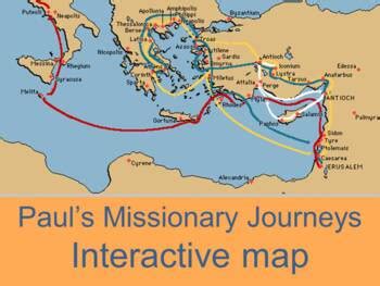 Interactive map of Paul's missionary journeys by Kathleen Applebee