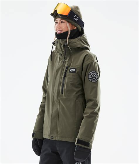 Dope Blizzard W Full Zip Skijacke Damen Olive Green Gr N Ridestore De