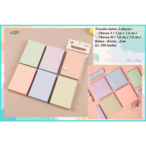 Jual Lembar Sticky Note Pastel Polos Memo Tempel Kertas Memo Polos