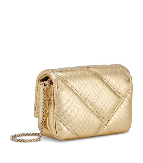 Womens Bvlgari Gold Python Leather Serpenti Cabochon Cross Body Bag