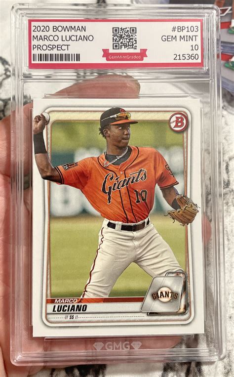 Bowman Chrome Rookie Rc Marco Luciano San Francisco Giants Gem