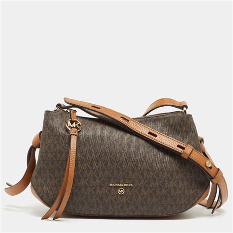 Michael Kors Brown Signature Coated Canvas And Leather Grand Logo