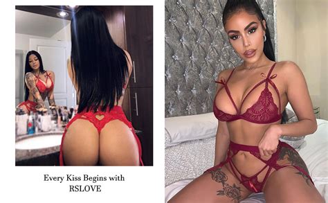 Rslove Women Lingerie Sets With Garter Belt Piece Lace Teddy Babydoll Bodysuit Clothing