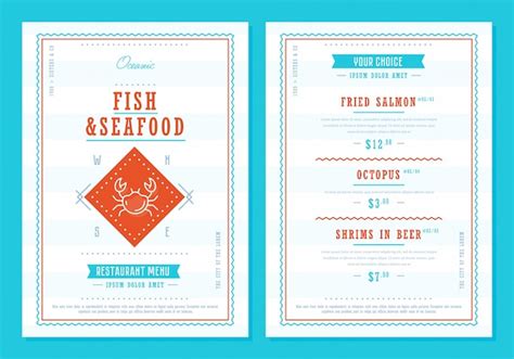 Premium Vector Seafood Menu Template Vectror